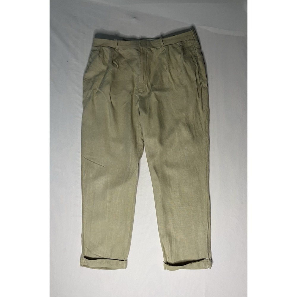Polo Ralph Lauren Chino Linen Pants Men's 40x32 Beige Fiat Front Cuff Straight